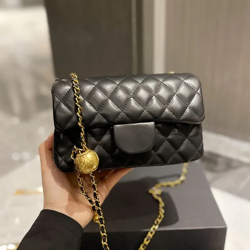 Luxury Designer Womens Gold Ball Mini Bags Lambskin Crossbody