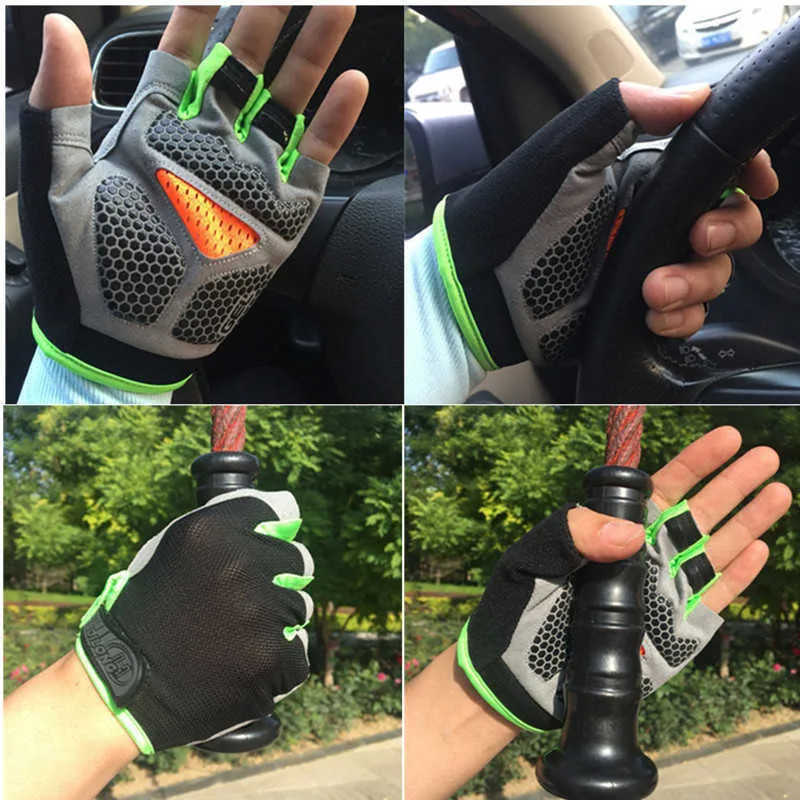 Sporthandskar halv fingergel cykling handskar män kvinnor andas anti-halk mtb cykel cykel handskar sommar gym yoga sport träning handhandskar p230516 bra bra