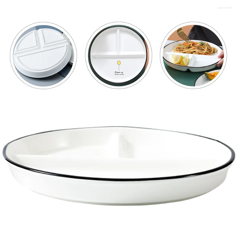 Plates Divided Dessert Plate Ceramic Tray Separator Separated Dish Dishes School Lunch Trays Camping Cutlery