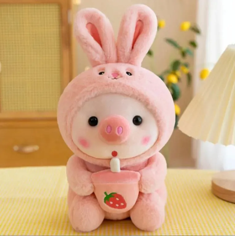 Taille 25 cm souper jouet moelleux en peluche gros œil grenouille de cochon avec des jouets de fruit toys couchage cousu