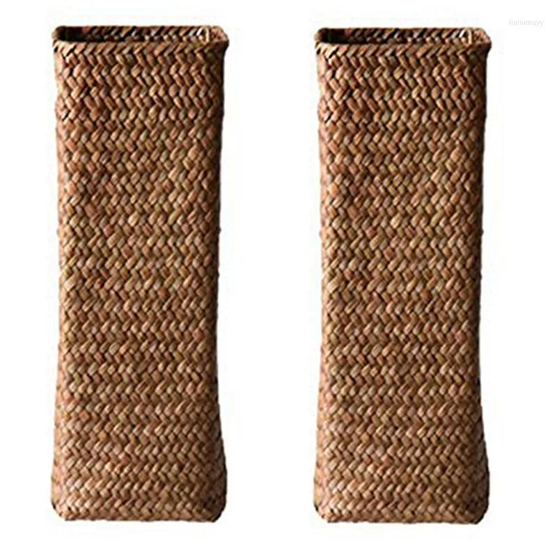 Vases 2X Rattan Flower Vase Bamboo Baskets Decoration Fruit Basket Tall For Home Decor Brown