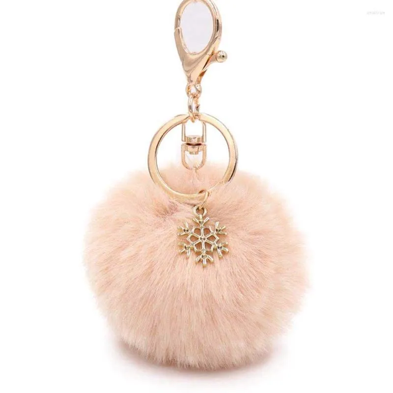 Keychains 2023 Pom Poms Heart Faux Fur Keyholder Bag Accessory Girl Car Keyring Pendant Jewelry