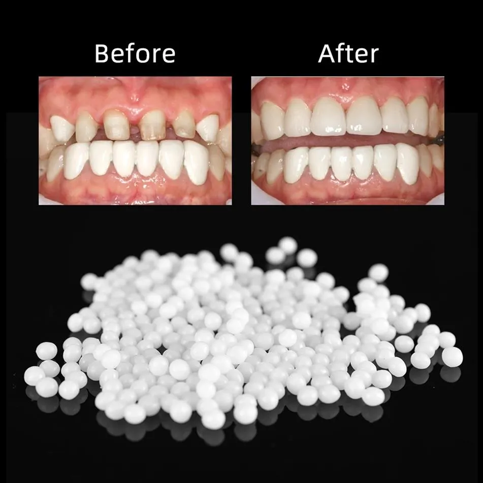 2 Pieces Kit Teeth Fake Dentures With 1 Teeth Pellets Adhesive