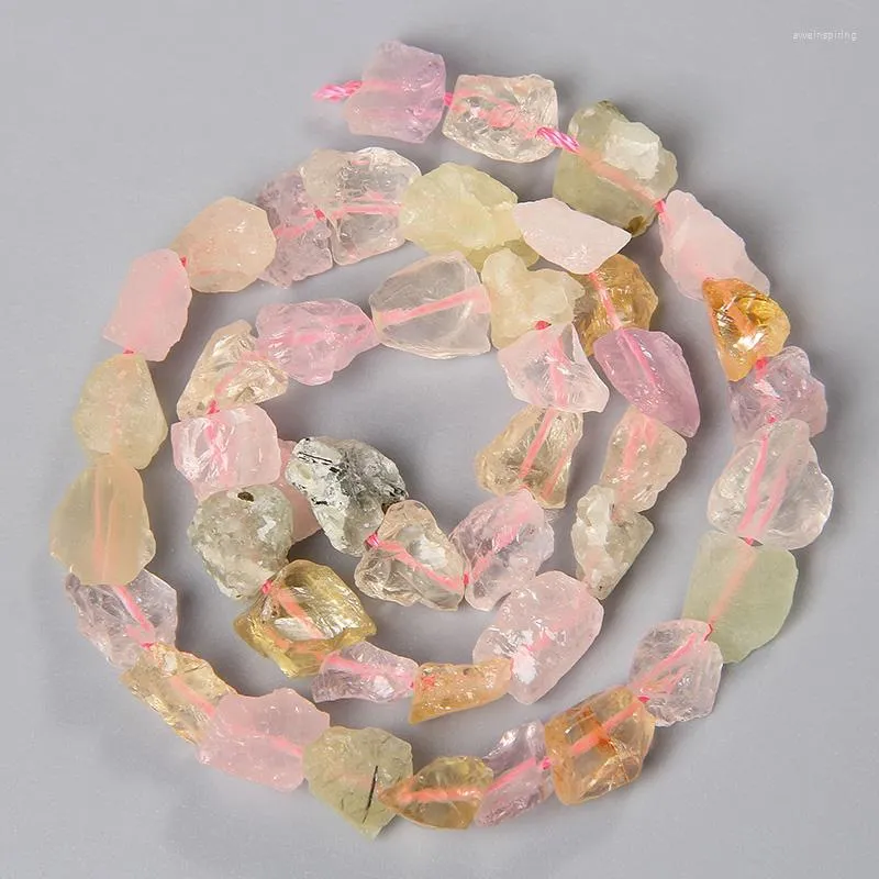 Perline 7-11MM Raw Rose Clear Crystal Quarzo Pietra Ametiste Citrini Nugget Minerali irregolari Ghiaia Bead Accessori Commercio all'ingrosso