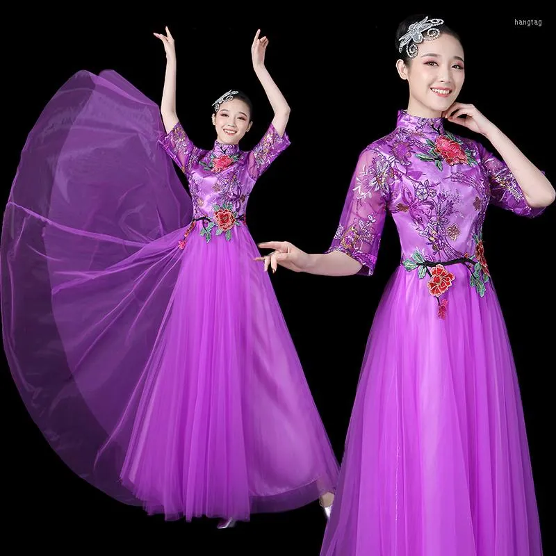 Stage Wear Otwarcie Dance Big Swing Spódnica 2023 Modern Chorus Costume Long National Guzheng Female Adult