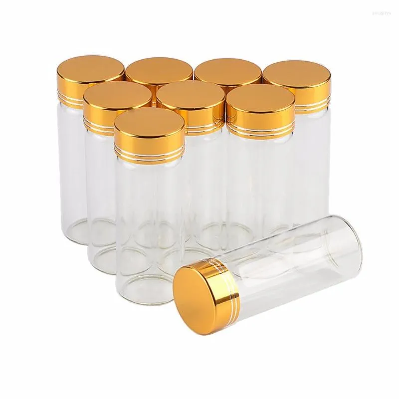 Opslagflessen 30x80 mm 24 stks 40 ml glas aluminium schroef gouden dop lege transparante helder vloeibare cadeau container wensen flessenpotten