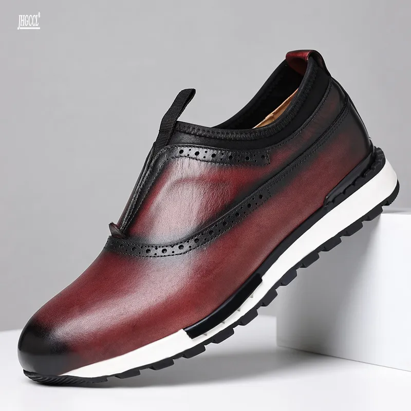 Amarre-se de couro genuíno casual oxfords ao ar livre sapatos de homens não deslizantes tênis masculinos Zapatillas Hombre A21 2360 's