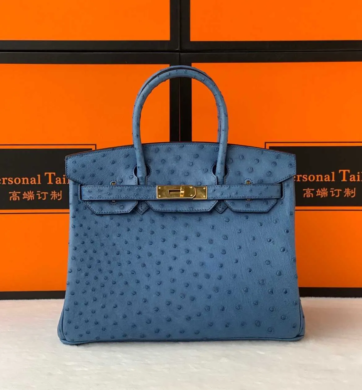 Genuine Ostrich Leather Birkins Bags H ermess 7A quality Handsewn Totes Quality 25 30cm Handbag Celebrityqq