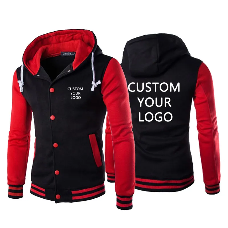 Men's Jackets Custom Men Hoodies Jacket Spring Autumn Long Sleeve Slim Fit Casual Sportwear Outdoor Tops Coat Black White Red Yellow 230511