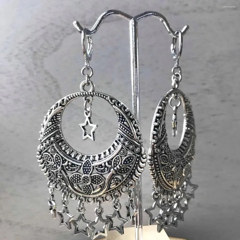 Boucles d'oreilles pendantes Tribal Dangly Stars Boho Hangers Goth Witch Style Pagan