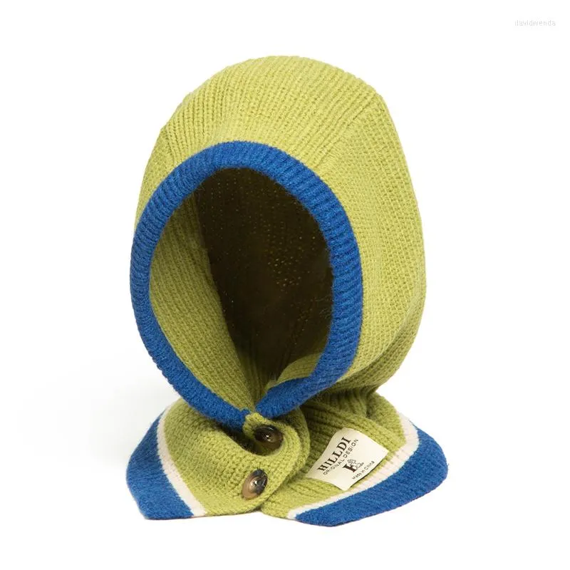 Bérets Pull Cap Conception Chaud Anneau Écharpe Solide Couleur Foulard Tricoté Bonnets Chapeau Pour Femmes Splice Balaclava Doux Hiver 2023