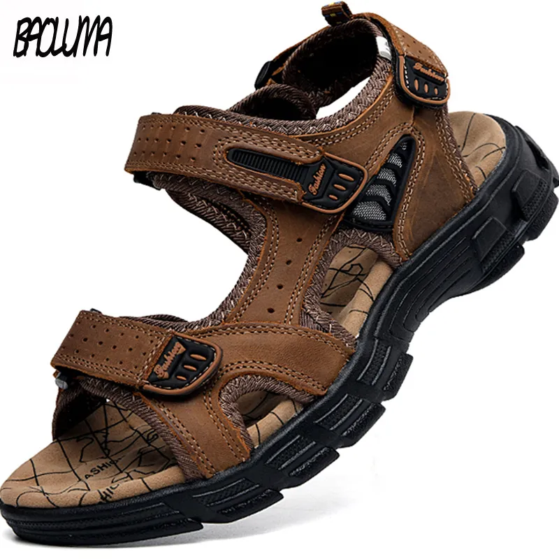 Zomer echte lederen strand buiten mode sandalen zachte mocassins heren slippers 230509