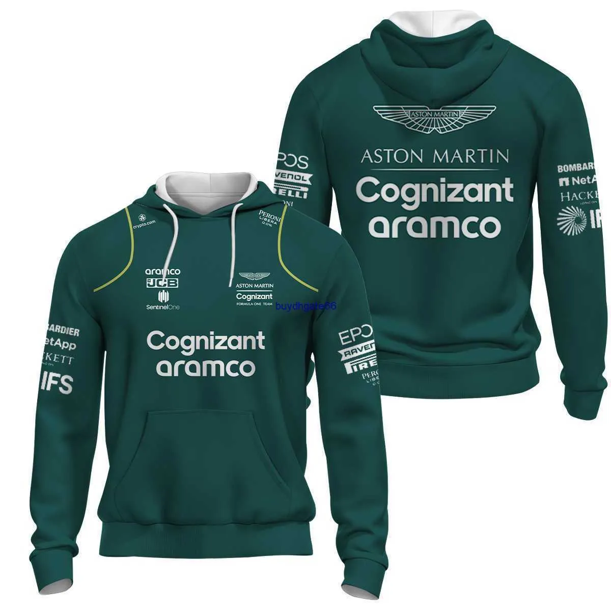 K8mk 2023 Fashion F1 Men's Hoodie Jackets Sweatshirt Formel One Team Aston Martin Green Zip Pullover Women's Racing Extreme Sports Competition Kläder KPHF