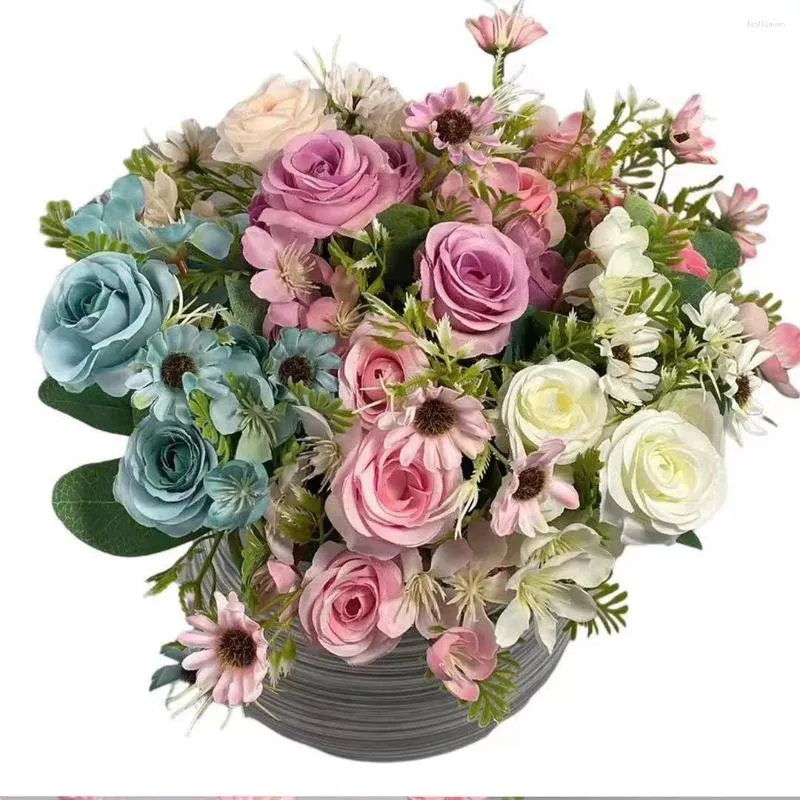 Fiori decorativi Rosa Seta artificiale Decorazioni per matrimoni Fai da te La sposa tiene bouquet Inverno Peonia bianca Fiore finto Disposizione del soggiorno della casa