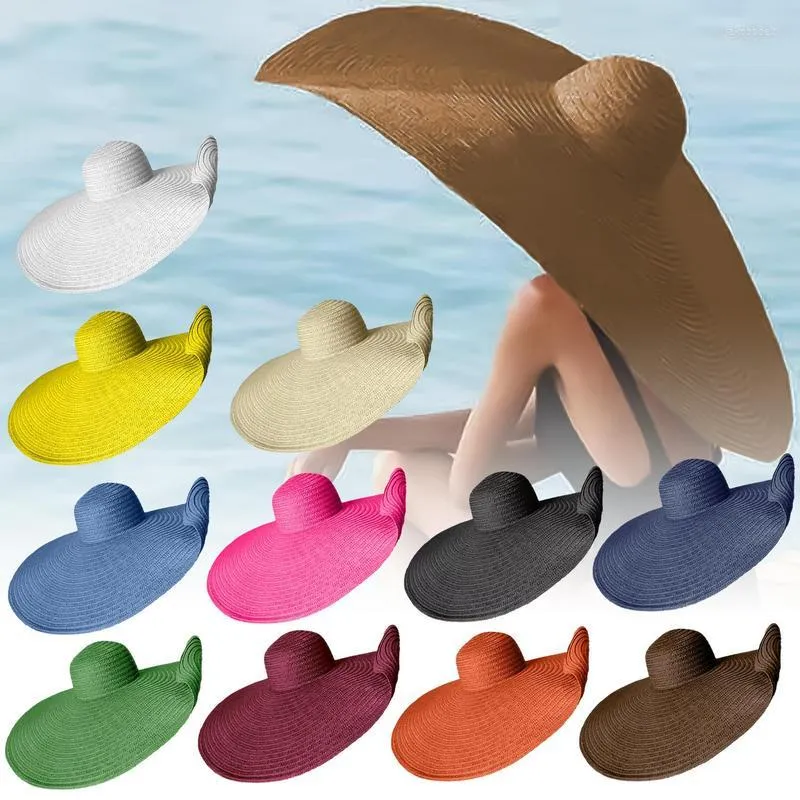 Cappelli a tesa larga Cappello di paglia per ragazze 2023 Semplice pieghevole Floppy Women Sun Beach Summer Protezione UV Viaggi