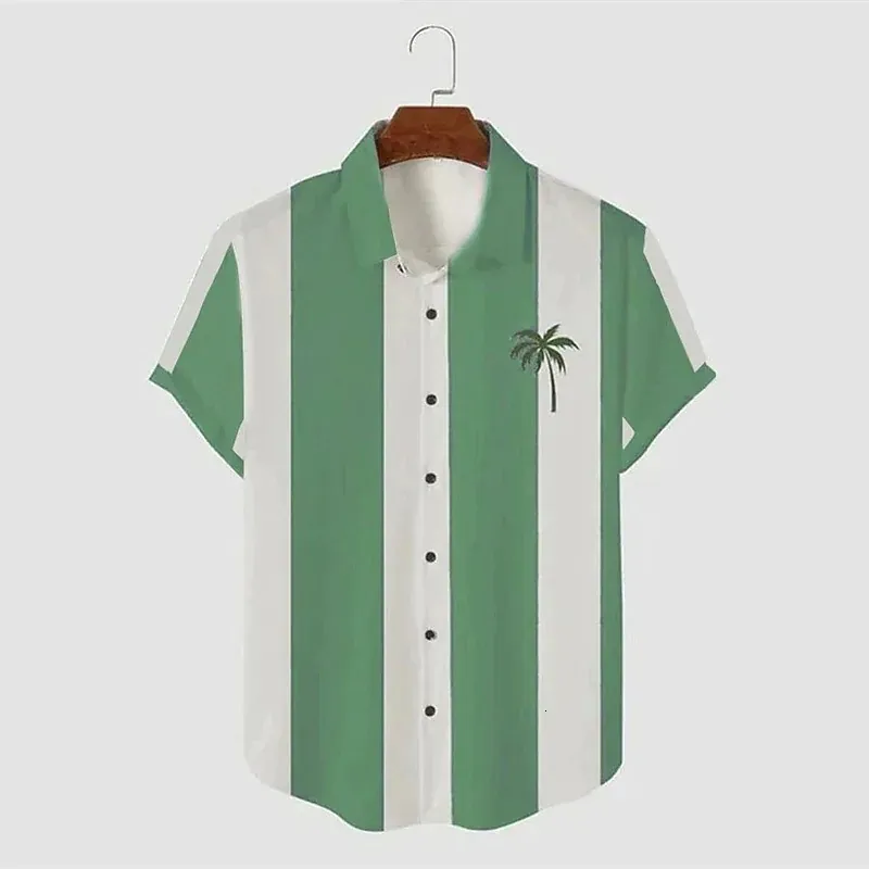 Koszule męskie Summer Hawaiian Button Ud Short Ranst Stripes Turndown Street wakacje Butdondown Ubrania 230511