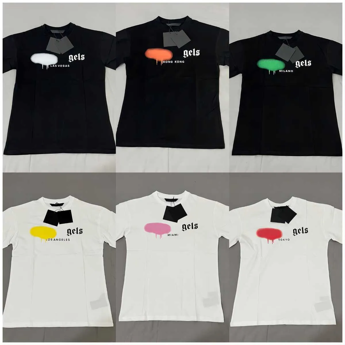 22s T-shirts pour hommes t-shirt Palms Palmangel City Designer Limited Inkjet Graffiti Letter Printing Men's Women's Sailboat Short-sleeved Casual CLp003