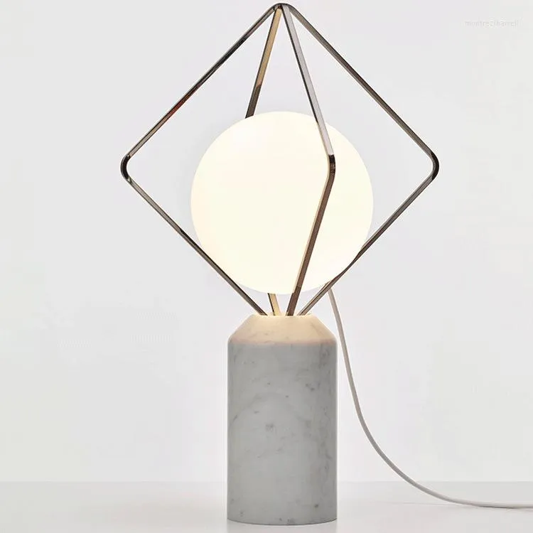 Lampy stołowe nowoczesne szklane marmurowe lampa bazowa domowy studium sypialni sypialnia Decor Decor Decor Lekkie zawieszenie LED TA234