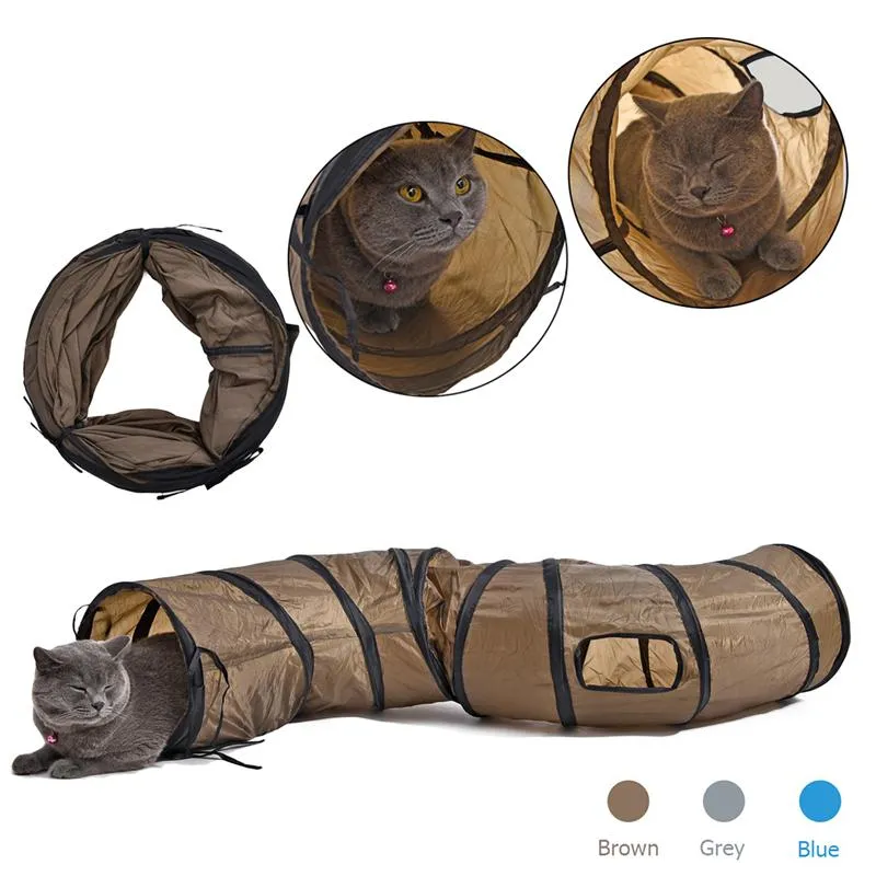 Grooming Pet Cat "S" Rolig tunnel Spela Tunnel Brown Foldbar 1 Holes Cat Tunnel Katten Cat Toy Bulk Cat Toys Rabbit Play Tunnel