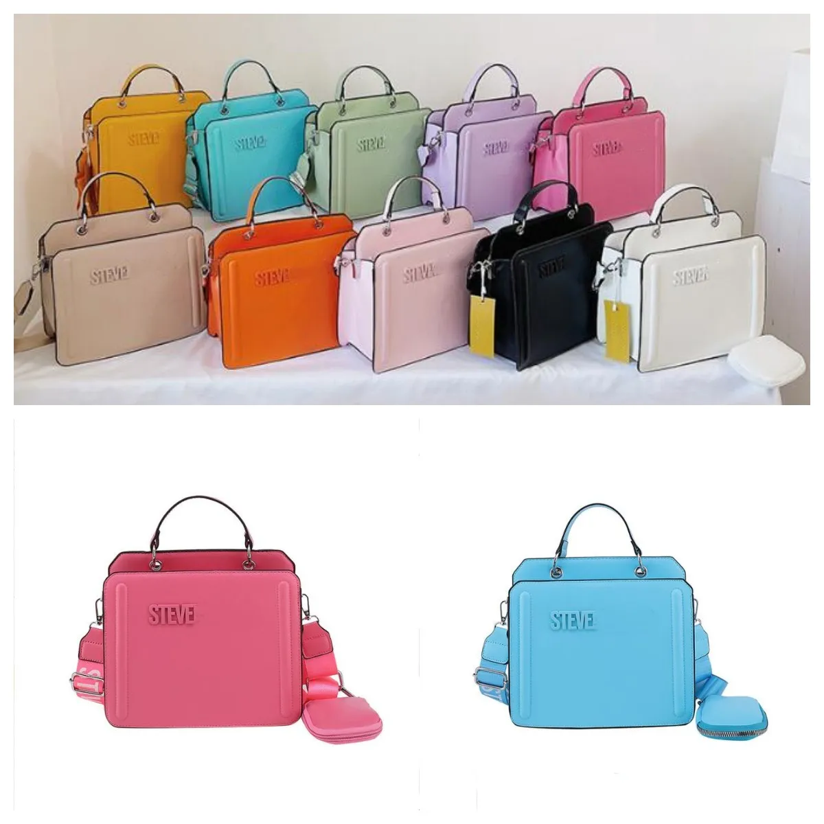 イブニングバッグトートハンドバッグ女性デザイナーショルダースティーブ財布とバケツバッグ2pcs/set luxurys pu革の複合バッグ