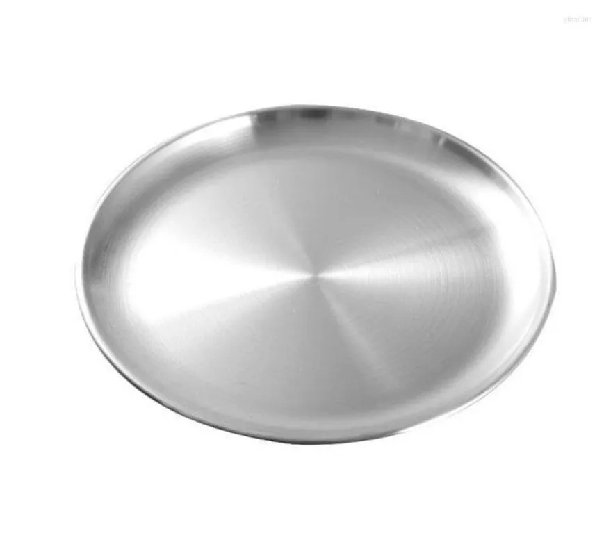 Placas 10pcs/lote de aço inoxidável Metal Dinner Prisetes para crianças crianças crianças 8 polegadas alimentam que serve acampar