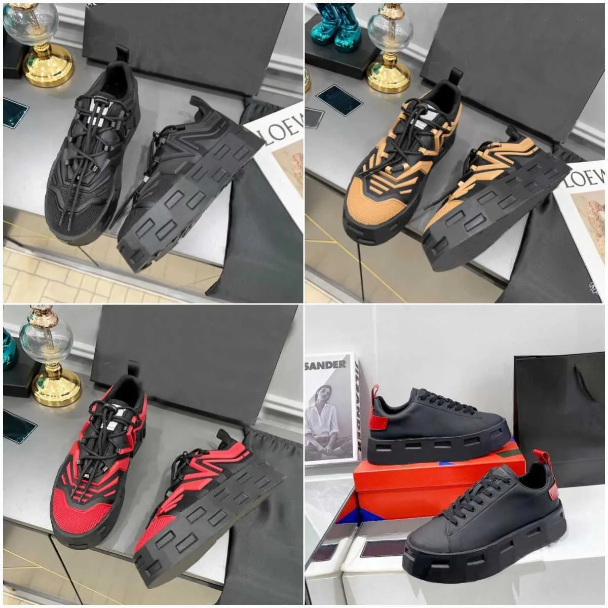 Sapatos de grife greca labyrinth masculino tênis vermelho preto tênis casuais grossos treinadores de fundo grosso