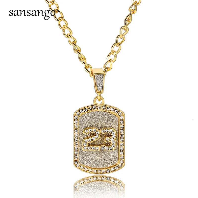 Pendentif Colliers Hip Hop Cristal Basketball Légende Numéro 23 Pendentifs Bling Chaîne Cubaine Collier Chanceux Bijoux Pour Homme Garçon Cadeau 230511