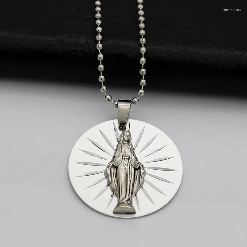 Chains Diyalo Round Pendant Jesus Christ Virgin Mary Necklace Our Lady Of Guadalupe Women Men Catholic Christian Jewelry