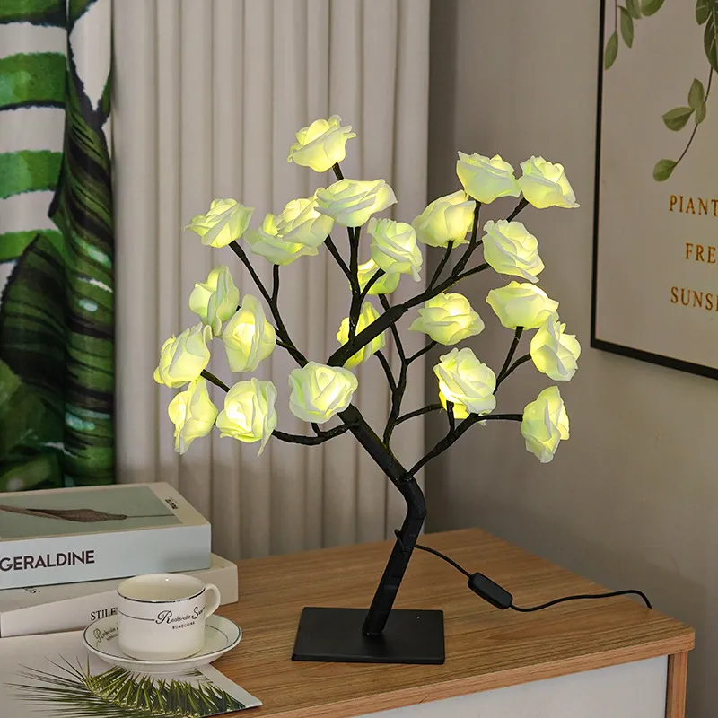 24 Rose LED Lights Flower Desk Tree Light
