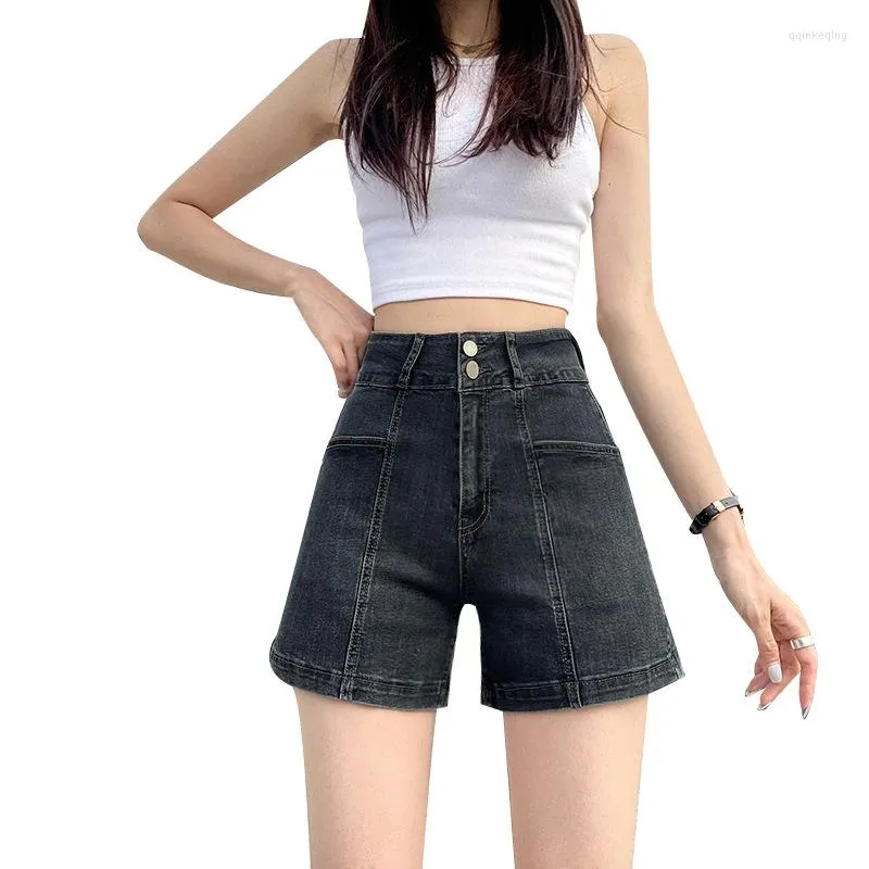 Women's Shorts Jeans Woman High Waist Stretch Fashion Denim Pants Women Summer Femme Wide-Leg A-Line Thin Female Jean Pant SO