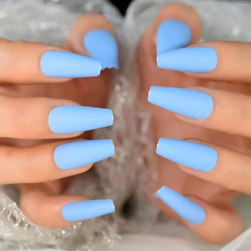 Baby Blue Long Coffin Luxury Press on Nails - Etsy