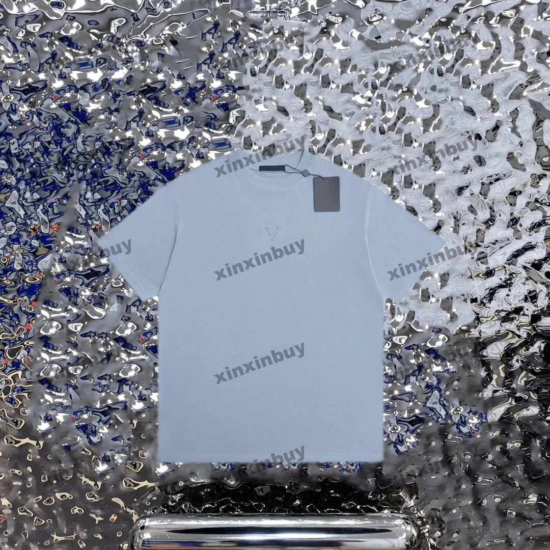 Xinxinbuy Men Designer Tee T Shirt 23SSエンボスレタープリント1854半袖コットン女性グレーホワイトブラックアプリコットグリーンXS-L