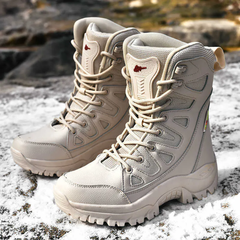 Calzado de senderismo Bege inverno ao livre caminhadas botas casal homens trekking feminino tamanho grande militar ttico para scarponi da montagna P230511