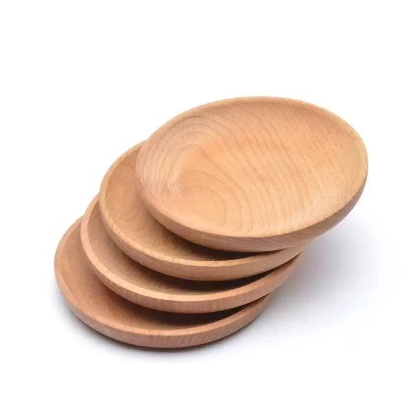 Round Wooden Dishes & Plates Dessert Biscuits Plate Dish Fruits Platter Dish Tea Server Tray DH8735