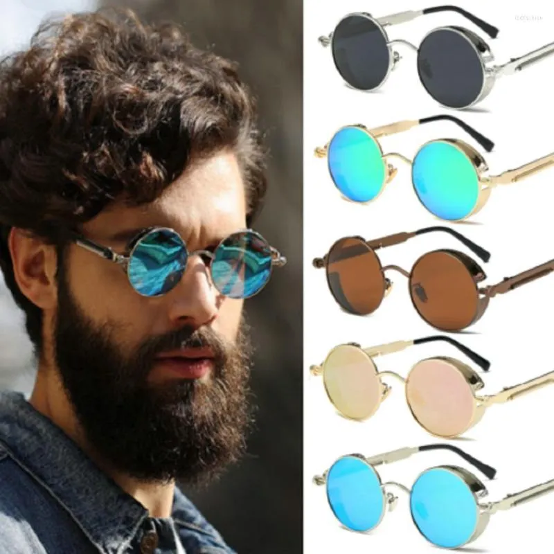 Lunettes de soleil Vintage rétro polarisées Steampunk mode métal rond miroir lunettes hommes cercle lunettes de soleil UV400