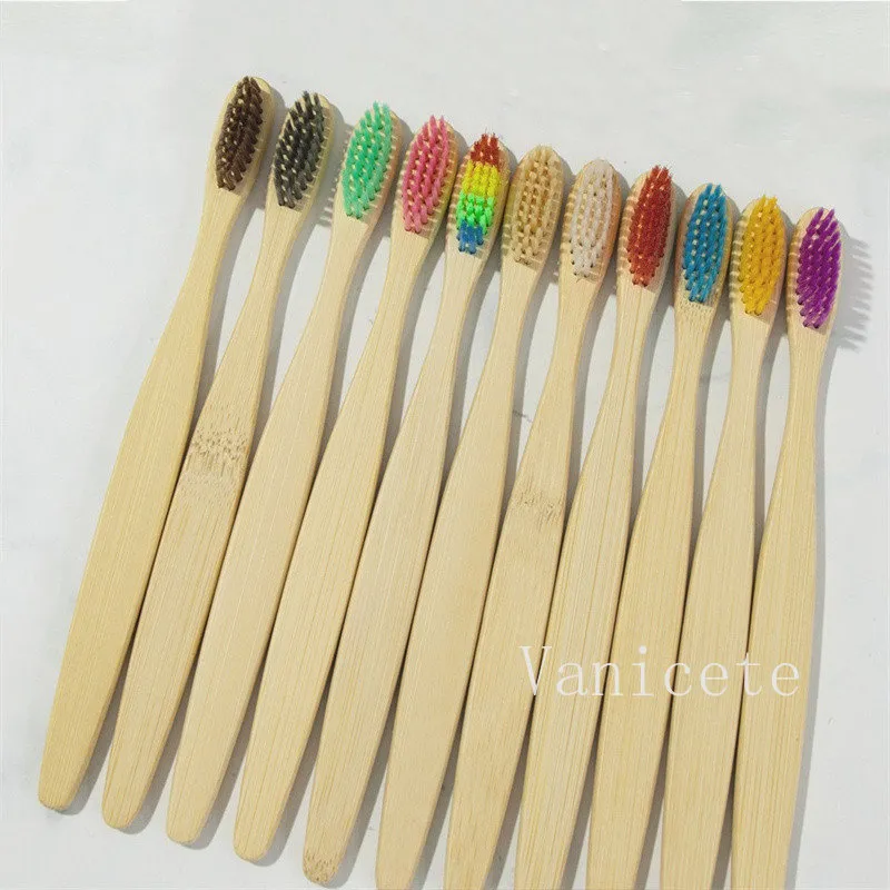 13 färg bambu tandborste trä regnbåge bambu tandborstar oral vård mjukt borst rese-toothborste T9i002306