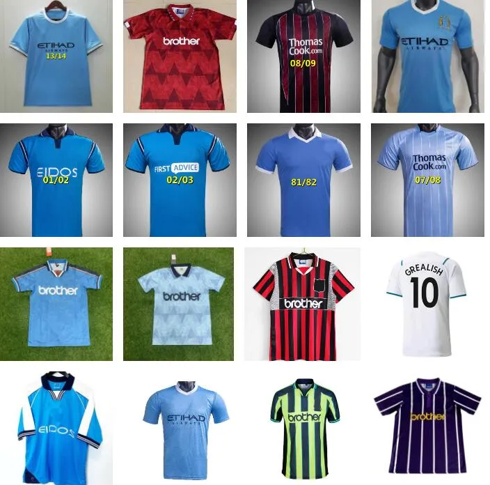 Retro Man City fotbollströjor 72 98 99 00 11 12 1998 1999 2000 2011 2012 Haaland EIDOS Gallagher WEAH Tevez Kun Aguero Dzeko Kompany Vintage Manchester-skjortor Klassiska