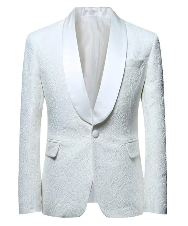 Trajes de hombre Blazers Jacquard Formal para hombre por encargo Traje de 2 piezas a medida Solapa de un solo pecho Ventilación central Blazer Padrinos de boda (Chaqueta Pan