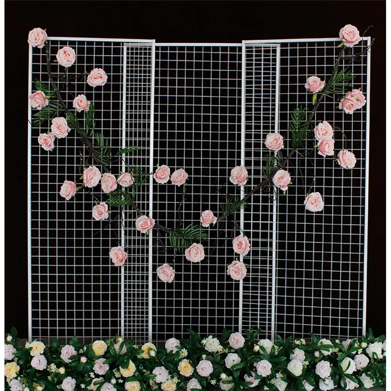 Party Decoratie Wedding Stage Grid Decoratieve bloemenballonnen achtergrond Stand Iron Arch rechthoekig scherm afgeschuinde decoratieparty