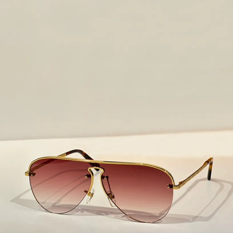 Pilot Metal Sunglasses Gold / Brown Ombed Femmes Designer Lunettes de soleil Lunettes d'été Lunettes de Soleil UV400 Eyewear