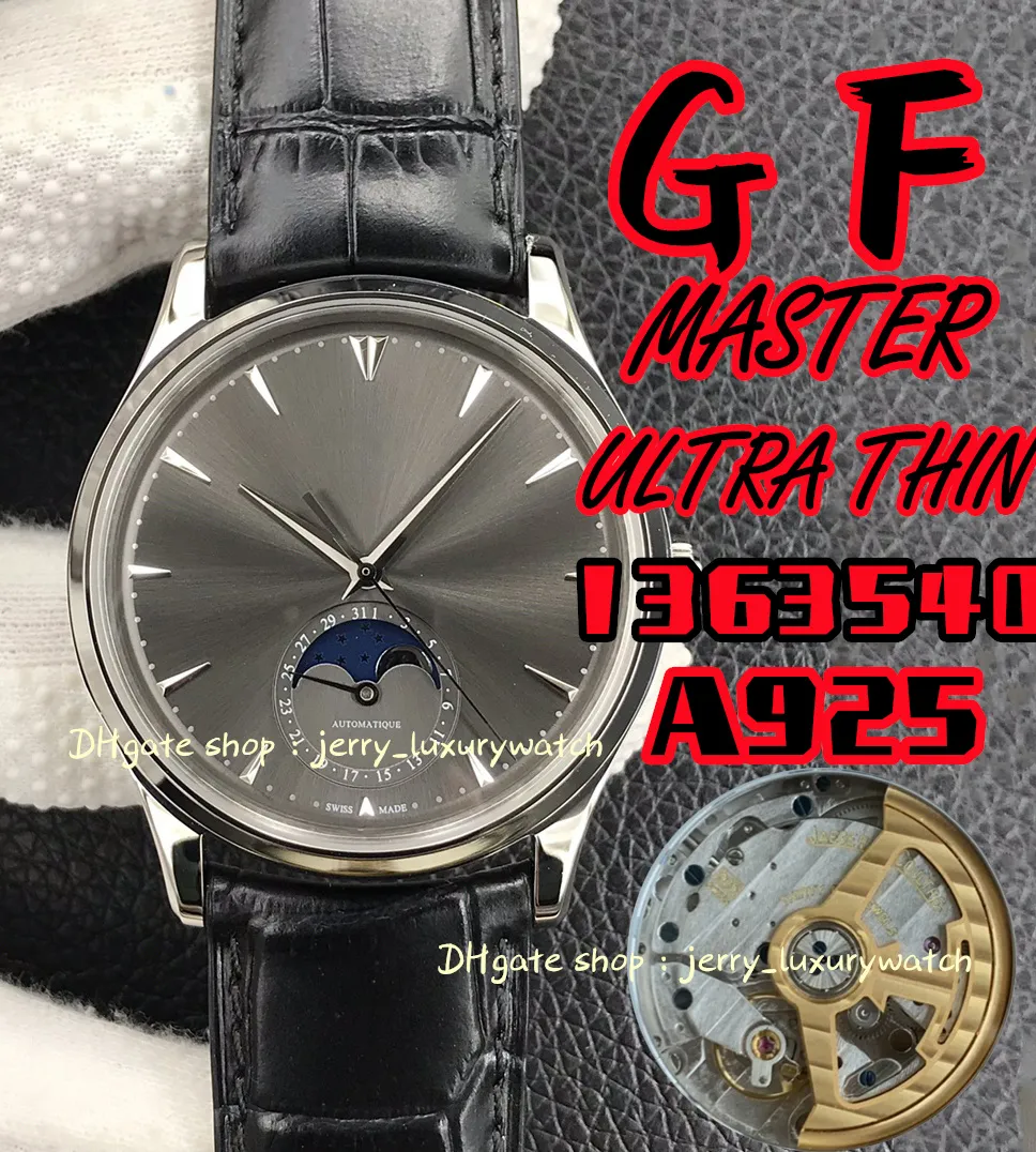 GF JL Watch luksusowa faza męska mistrza księżyca 1363540 (Cowhhide Pasp cal.925/1 w pełni automatyczny ruch mechaniczny, 39 mm),