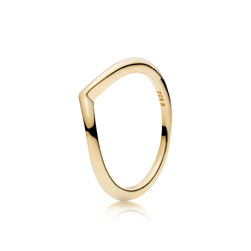 Anel de osso de desejos polidos de ouro amarelo para Pandora Real Sterling Silver Party Jewelry Designer Rings For Mull Men Men Casal's Packing Ring With Original Box Set