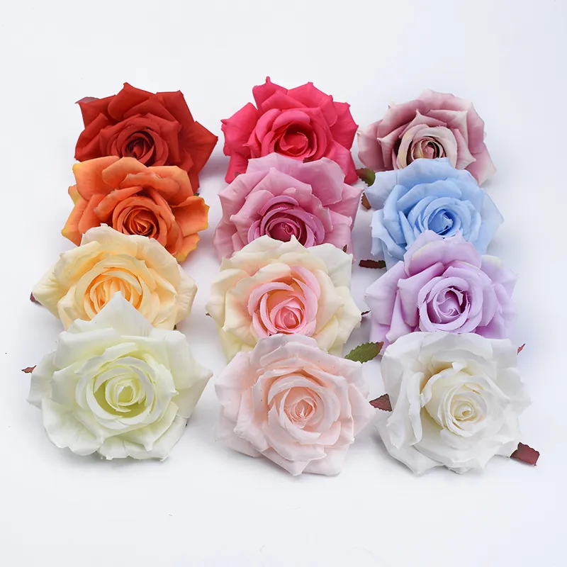 Decorative Flowers Wreaths 100pcs Silk Roses Wall Bathroom Accessories Christmas Decorations for Home Wedding Artificial Plants Bride Brooch 230510