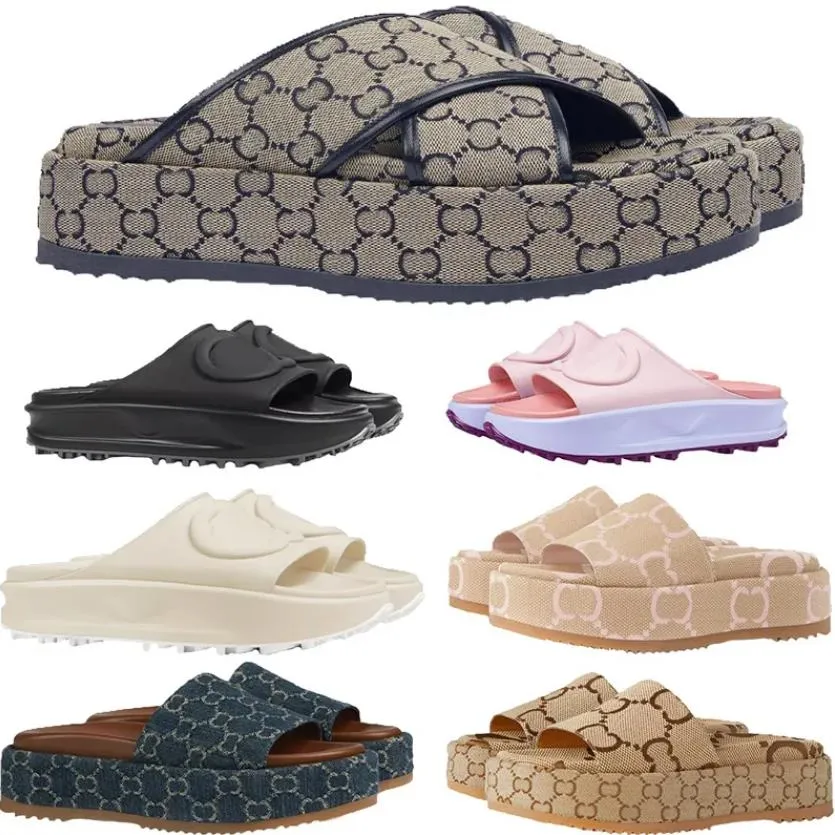 Diapositivas Nuevo estilo Zapatillas Sandalia Sliders fondo grueso antideslizante fondo suave moda G zapatilla de casa mujeres usan chanclas de playa INS