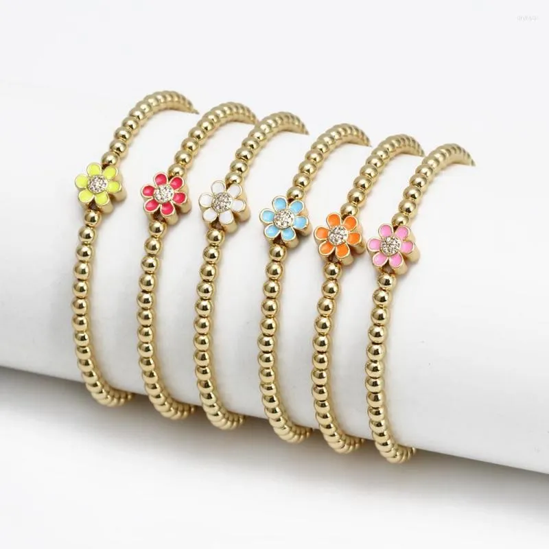 Strand Wish Card Zircon Colorful Flower Armband Boho Luxury for Women Fashion Party Jewelry Accessories Gift Elastic