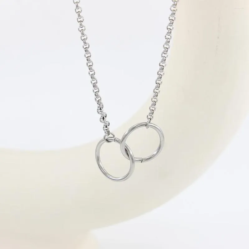 Kains waterdichte roestvrijstalen ketting eenvoudige dubbele ring hanger choker verjaardagscadeau voor damesmeisjes vriendin mode sieraden