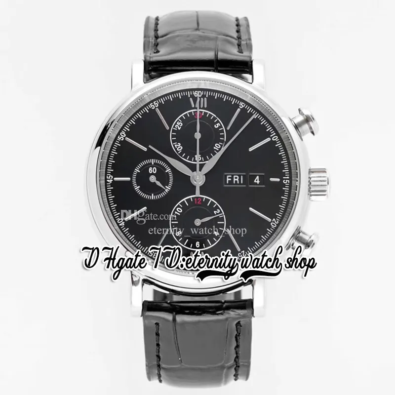 DHgate Mens 42mm Automatic Chronograph Leather Strap Watch with 18K Rose Gold Case and Gray Dial Watches