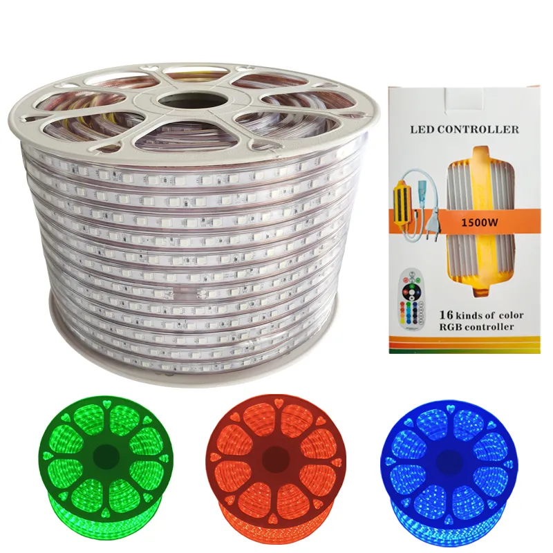 LED RGB Rope Strip Light, AC 110V SMD 5050 LEDs Remote Control Multi-Color Changing Waterproof Flexible Strip Lights Indoor Outdoor Christmas Decoration usastar