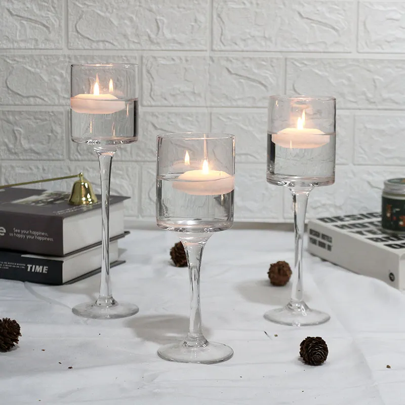Tall glass tealight candle holders deals