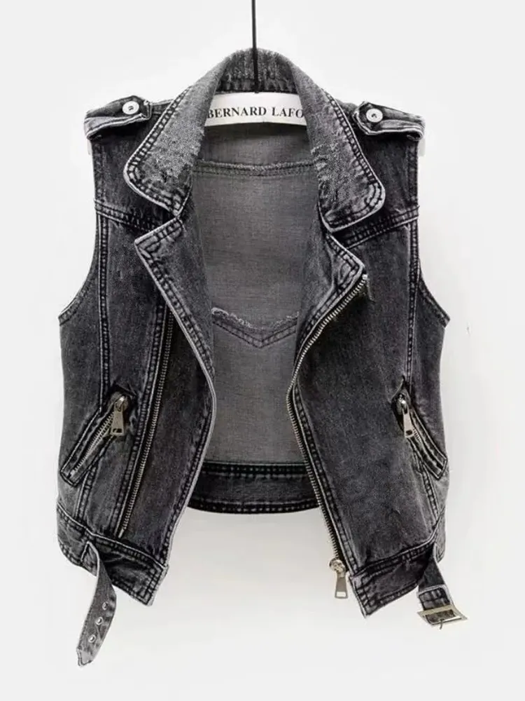 White denim vest for cheap women